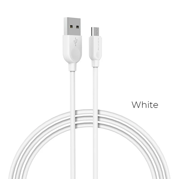 Кабель Borofone BX14 USB (m)-microUSB (m) 3.0м 2.4A ПВХ белый (1/360)