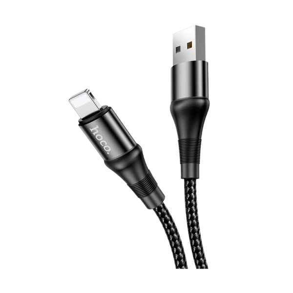 Кабель HOCO X50 USB (m)-Lightning (m) 1.0м 2.4A нейлон черный (1/31/310)