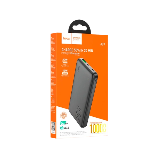 Внешний аккумулятор HOCO J87 10000mAh 20W 1USB/Type-C PD3.0 черный