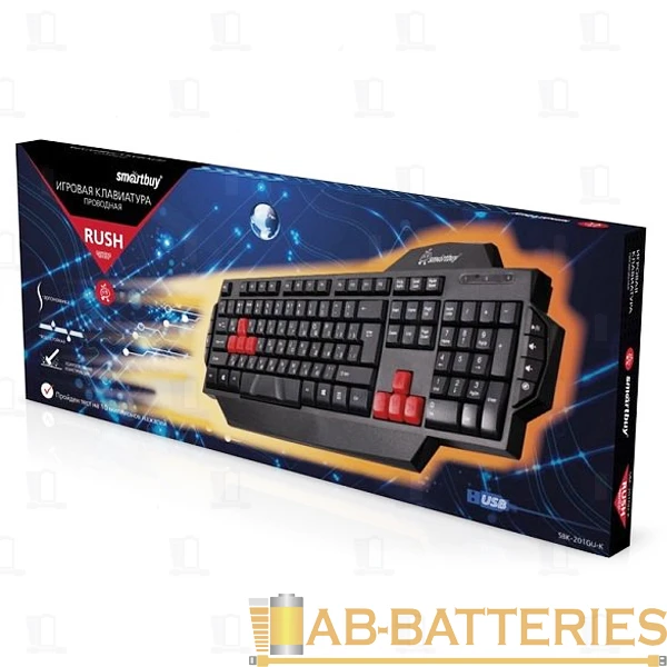 Клавиатура проводная Smartbuy 201 RUSH игровая USB 1.35м черный (1/20)
