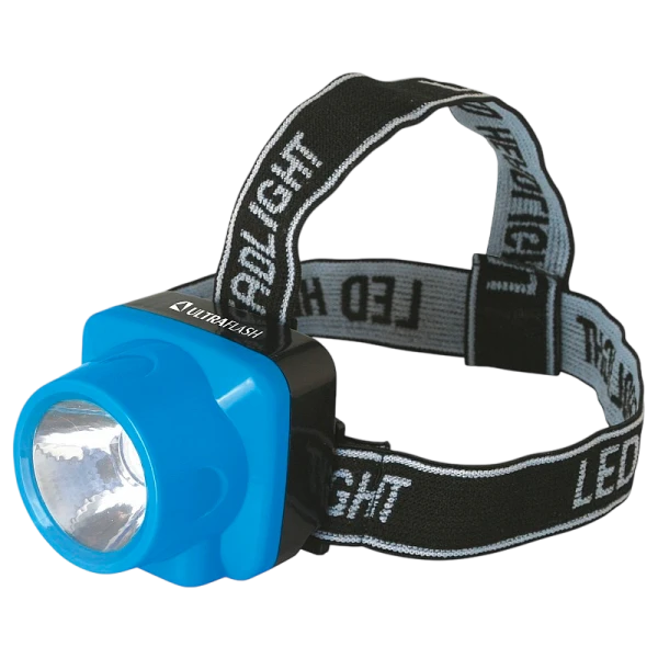 Фонарь налобный Ultraflash LED5374 0.4W 1LED от аккумулятора синий (1/10/120)