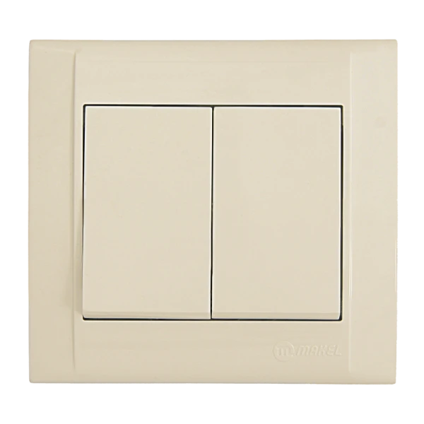Выключатель Makel Defne 2-клав.10A пластик кремовый 42010003 (1/12)