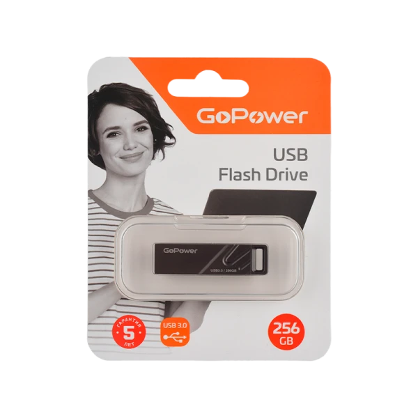 Флеш-накопитель GoPower TITAN 256GB USB3.0 металл черный графит (1/50/1000)