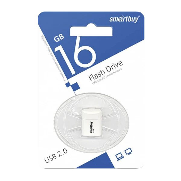 Флеш-накопитель Smartbuy Lara 16GB USB2.0 пластик белый