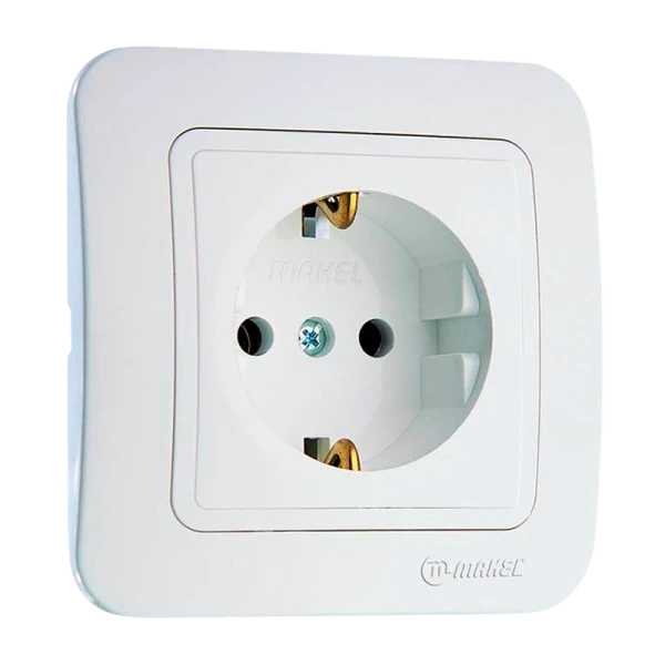 Розетка Makel Lillium 1гн. 16A С/З белый 70028 (1/12)