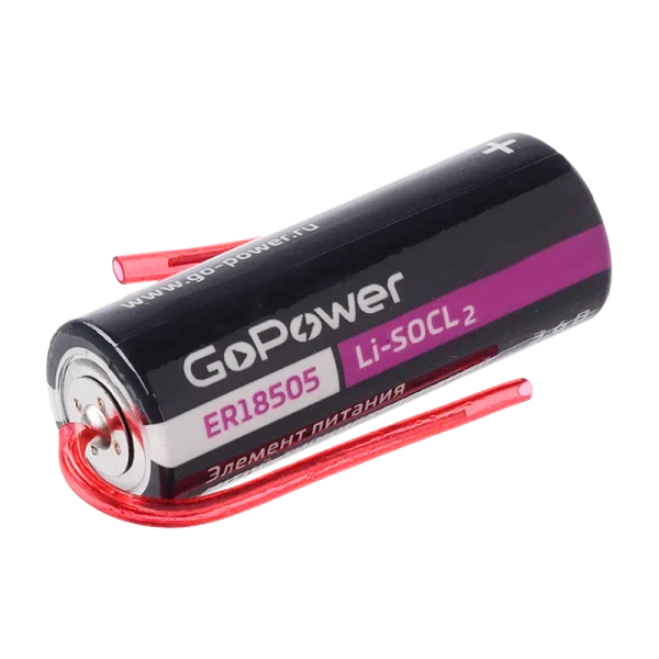 Батарейка GoPower ER18505 PK1 Li-SOCl2 3.6V с выводами (1/20/200)
