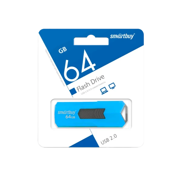 Флеш-накопитель Smartbuy Stream 64GB USB2.0 пластик синий