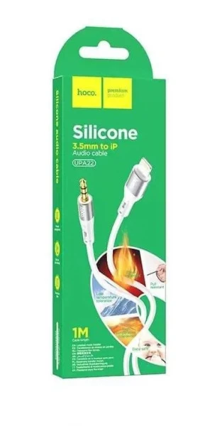 Кабель AUX HOCO UPA22 Jack 3.5mm (m)-Lightning (m) 1.0м силикон белый (1/31/310)