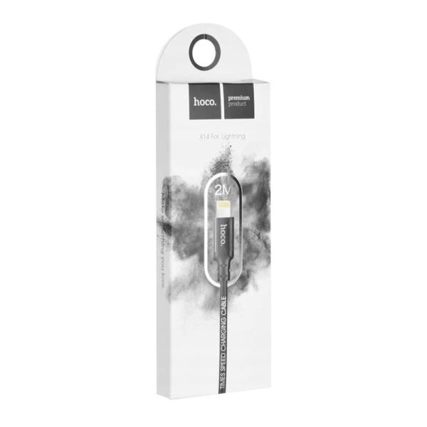 Кабель HOCO X14 USB (m)-Lightning (m) 2.0м 1.7A нейлон черный (1/33/330)