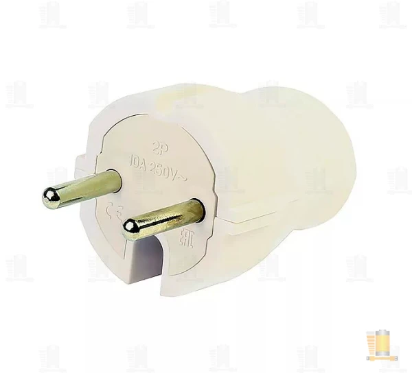 Вилка Smartbuy, прямая без заземления белая 10А 250В