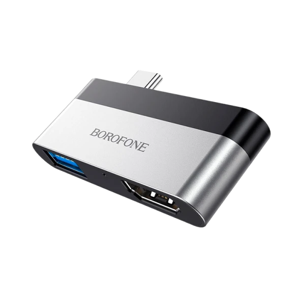USB-Хаб Borofone DH2 1USB+HDMI Type-C (m) USB3.0 серебряный (1/27/162)