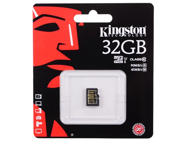 Карта памяти microSD Kingston 32GB Class10 UHS-I (U1) 90 МБ/сек без адаптера