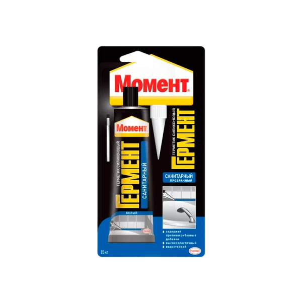 Герметик Момент 85мл силиконовый санитарный BL1 прозрачный (1/24)