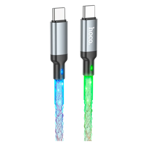 Кабель HOCO U112 Type-C (m)-Type-C (m) 1.0м 2.4A ПВХ серый (1/22/220)