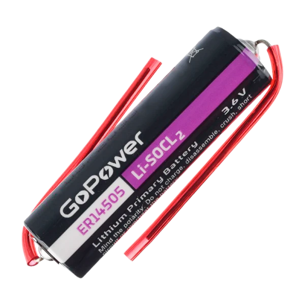 Батарейка GoPower ER14505 PC1 Li-SOCl2 3.6V 2600mAh с выводами (1/10/500)