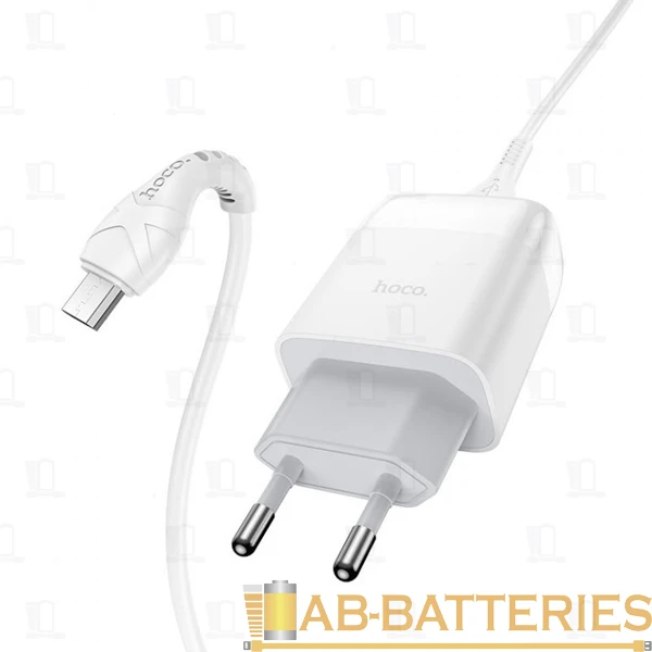 Сетевое З/У HOCO C72Q 1USB 2.4A 18W QC3.0 с кабелем microUSB белый (1/30/180)