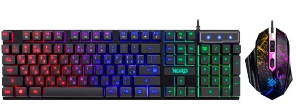 Игровой набор Nord GS-959 RU,черн,радуж,мышь+клавиатура DEFENDER