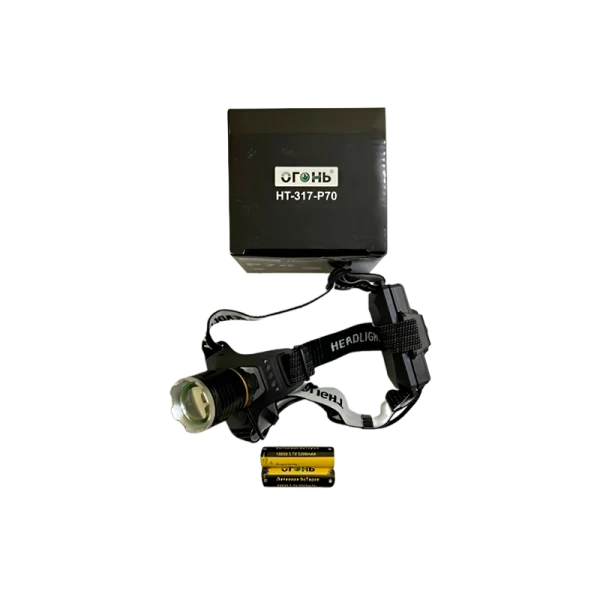 Фонарь налобный Без бренда HT-317 от аккумулятора 4 режима черный