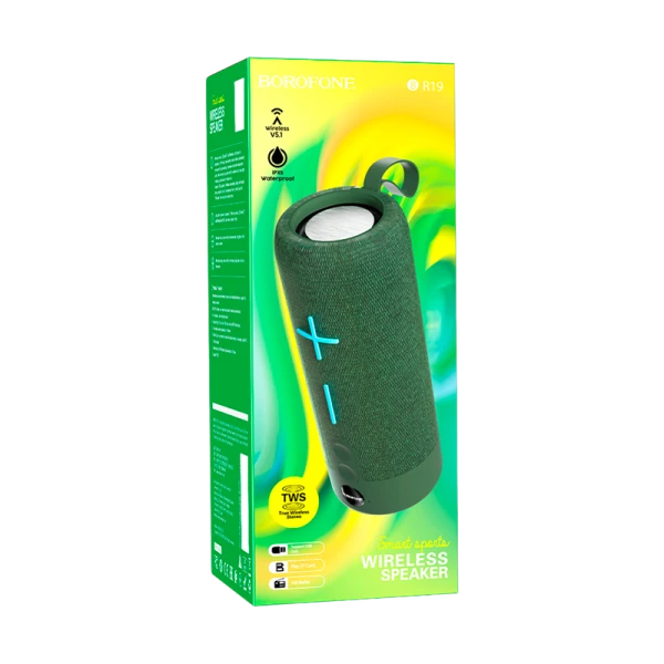 Портативная колонка Borofone BR19 bluetooth 5.1 microSD зеленый (1/50)
