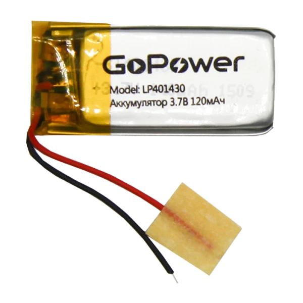 Аккумулятор Li-Pol GoPower LP401430 PK1 3.7V 120mAh с защитой (1/10/250)