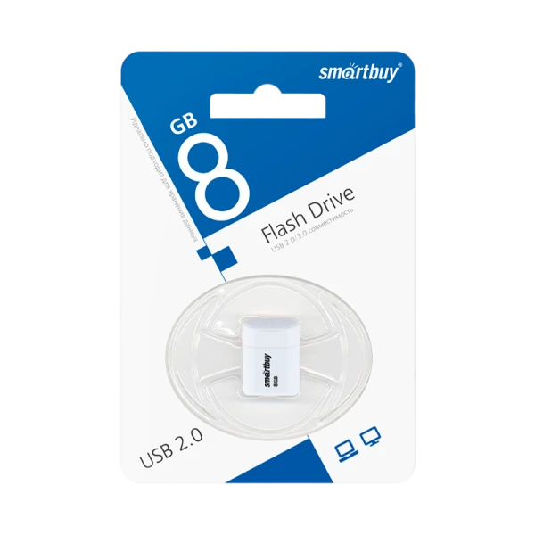 Флеш-накопитель Smartbuy Lara 8GB USB2.0 пластик белый