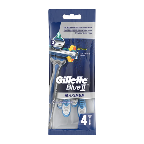 Бритва Gillette Blue II Maximum 2 лезвия пластиковая ручка плавающая головка 4шт. (1/12)