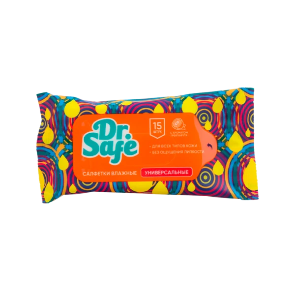 Салфетка Dr.Safe для рук грейпфрукт 15шт.