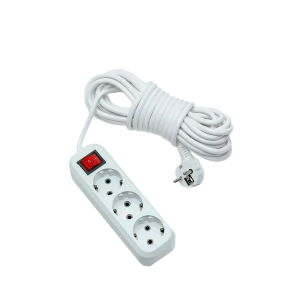 Удлинитель MRM-Power M-313 3р.С/З 10A 3.0м с выкл. белый (1/60)