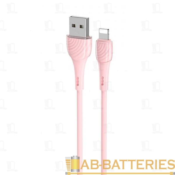 Кабель HOCO X49 USB (m)-Lightning (m) 1.0м 2.4A силикон розовый (1/31/310)