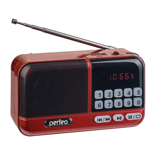 Радиоприемник Perfeo ASPEN 3W пластик microSD USB/Jack3.5 красный (1/10)