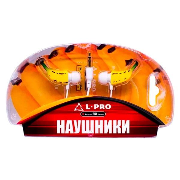 Наушники внутриканальные L-PRO S51MP Banana желтый белый (1/10/120)