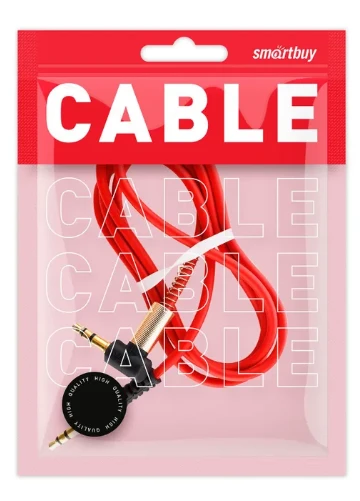 Кабель AUX Smartbuy Jack 3.5mm (m)-Jack 3.5mm (m) 1.0м силикон угловой красный (1/100)