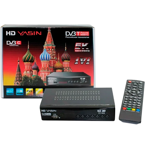 Приставка для цифрового ТВ YASIN T8000 DVB-T/T2 металл черный (1/60)