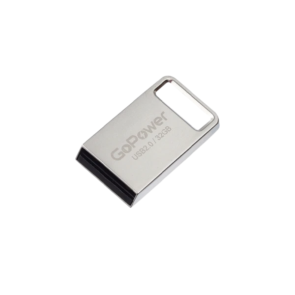 Флеш-накопитель GoPower MINI 32GB USB2.0 металл серебряный (1/50/1000)