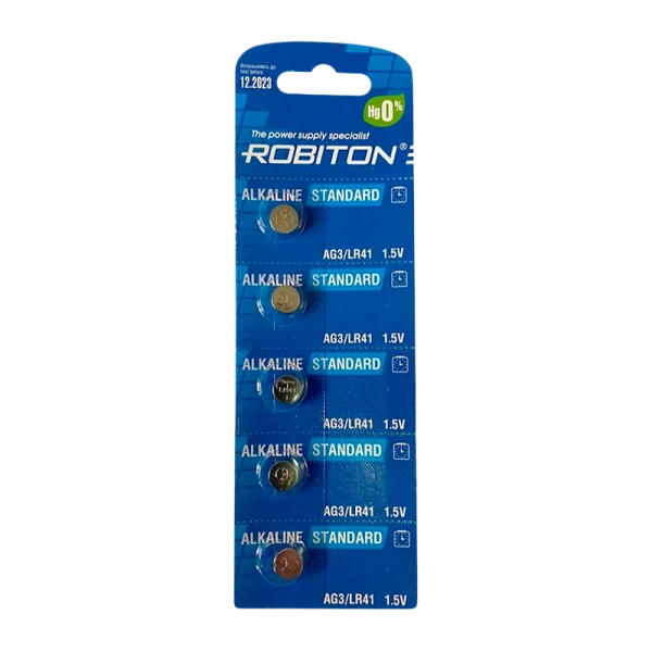 Батарейка ROBITON STANDARD R-AG3-0-BL5 (0% Hg) AG3 LR41 392 192 BL5 5/100/5000