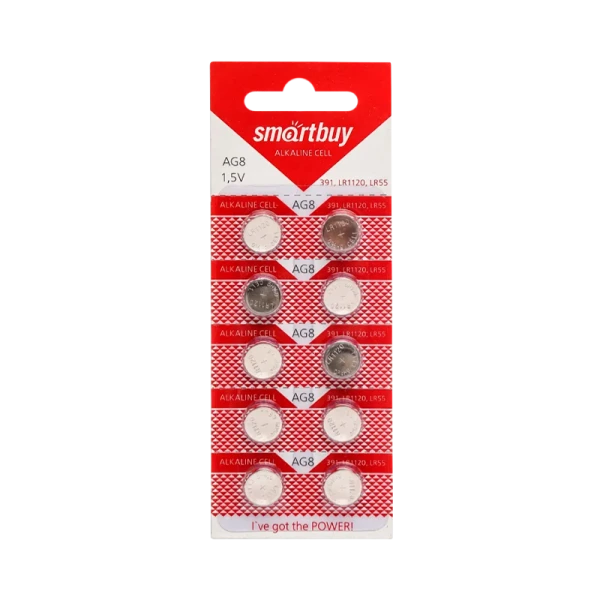 Батарейка Smartbuy G8/LR1120/LR55/391A/191 BL10 Alkaline 1.5V (10/200/2000)