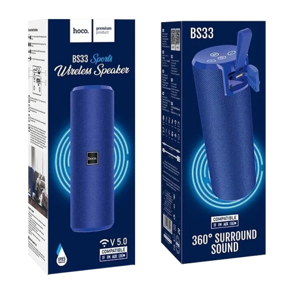 Портативная колонка HOCO BS33 bluetooth 5.0 IPX5 microSD синий (1/30)