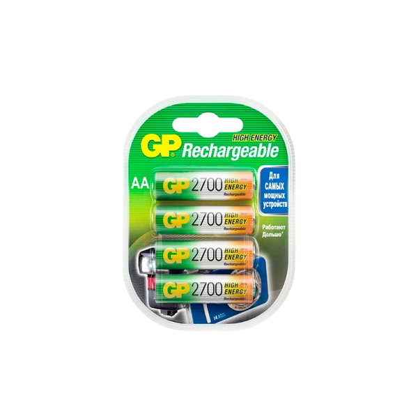 Аккумулятор бытовой GP HR6 AA BL4 NI-MH 2700mAh в пластиковой упаковке (4/40/400)