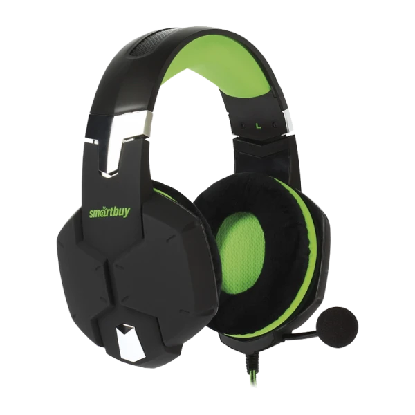 Наушники полноразмерные Smartbuy Rush Viper с микр. игровые черный зеленый