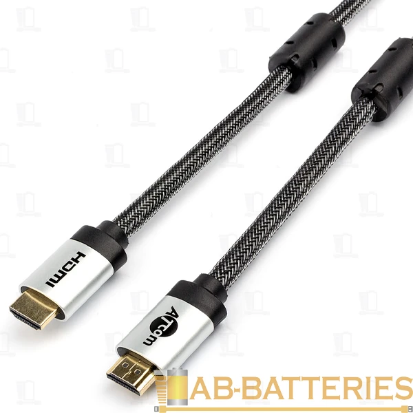 Кабель Atcom HIGH speed HDMI (m)-HDMI (m) 10.0м нейлон ver.2.0 черный серебряный в пакете (1/30)