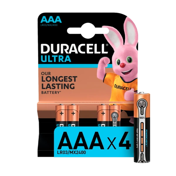 Батарейка Duracell ULTRA POWER LR03 AAA BL4 Alkaline 1.5V (4/40/42000)
