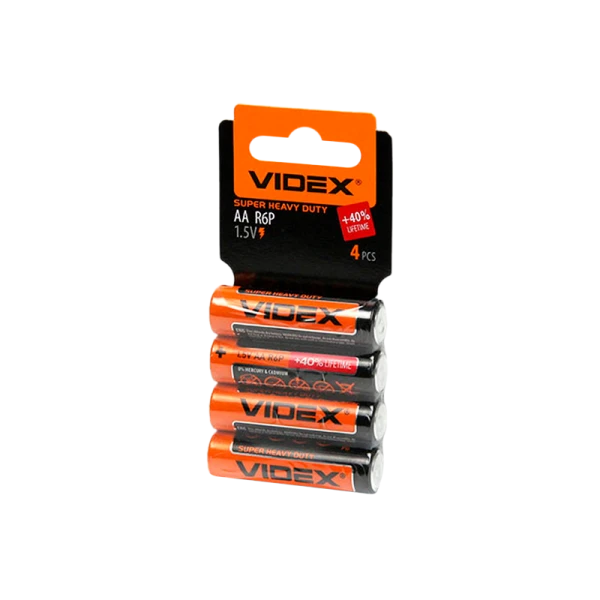 Батарейка Videx R6 AA Shrink 4 Heavy Duty 1.5V (4/60/1200)
