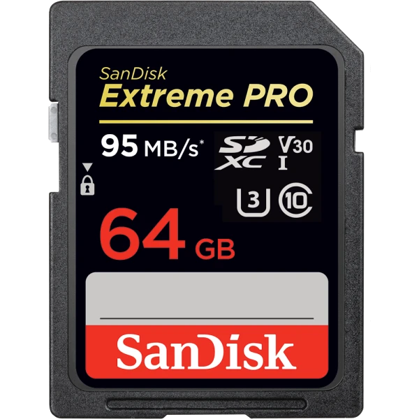 Карта памяти SD SanDisk Extreme Pro 64GB Class10 UHS-I (U3) 95 МБ/сек V30