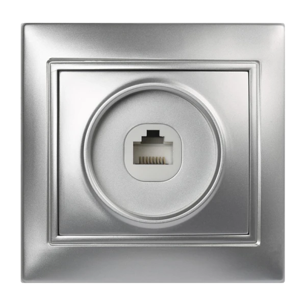 Розетка Smartbuy компьютерная RJ-45 1-местная серебро "Венера"