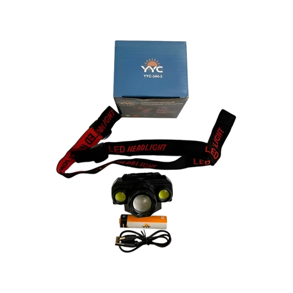 Фонарь налобный Без бренда YYC-344-3 от аккумулятора черный