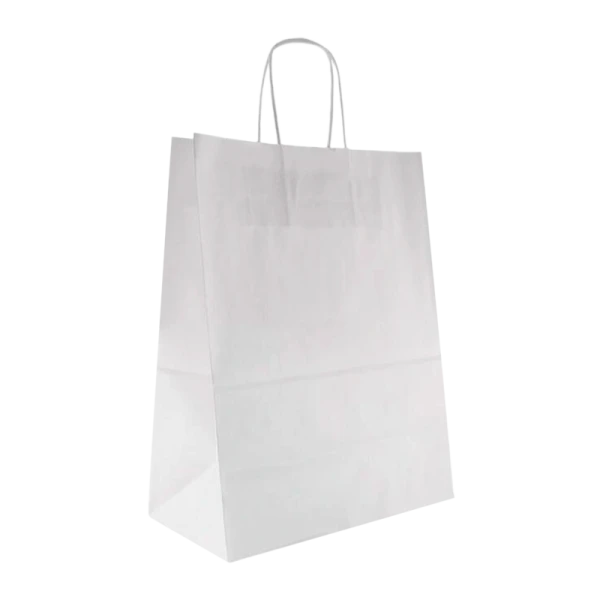 Пакет Aviora 28см x 24см бумага 80г/м2 первичное сырье с кручеными ручками белый