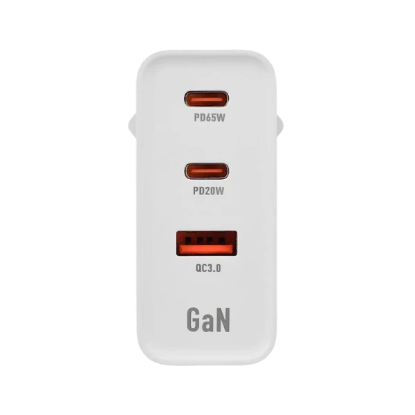 Сетевое З/У GoPower GPQC10 1USB+2Type-C 65W QC3.0 GaN белый