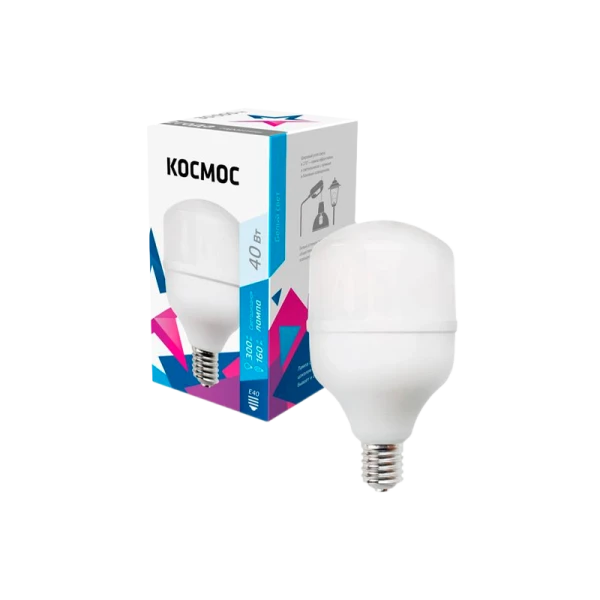 Лампа светодиодная Космос HW E40 40W 4500К 220V цилиндр матовая