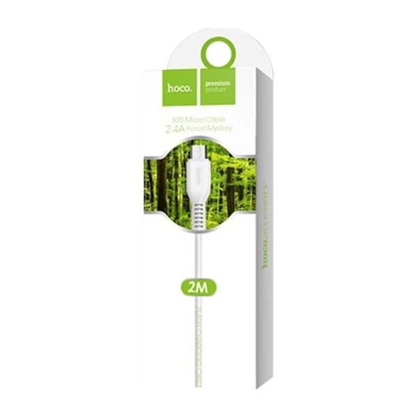 Кабель HOCO X20 USB (m)-microUSB (m) 2.0м 2.0A ПВХ белый (1/30/300)