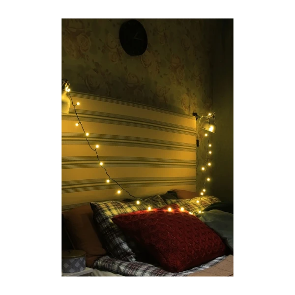 *Гирлянда Космос 30LED 4.4 - 4.5м шарики нить 8 режимов белый (1/100) 